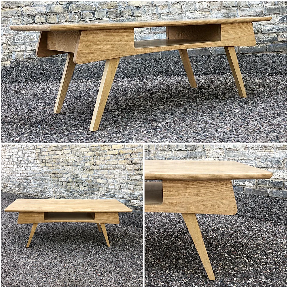 Made in Minnesota mid-century style coffee table with shelf