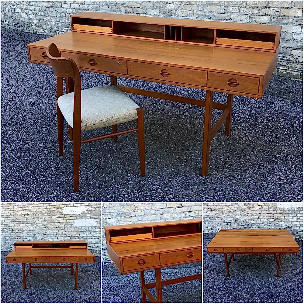 Peter Lovig Nielsen teak flip-top partner desk