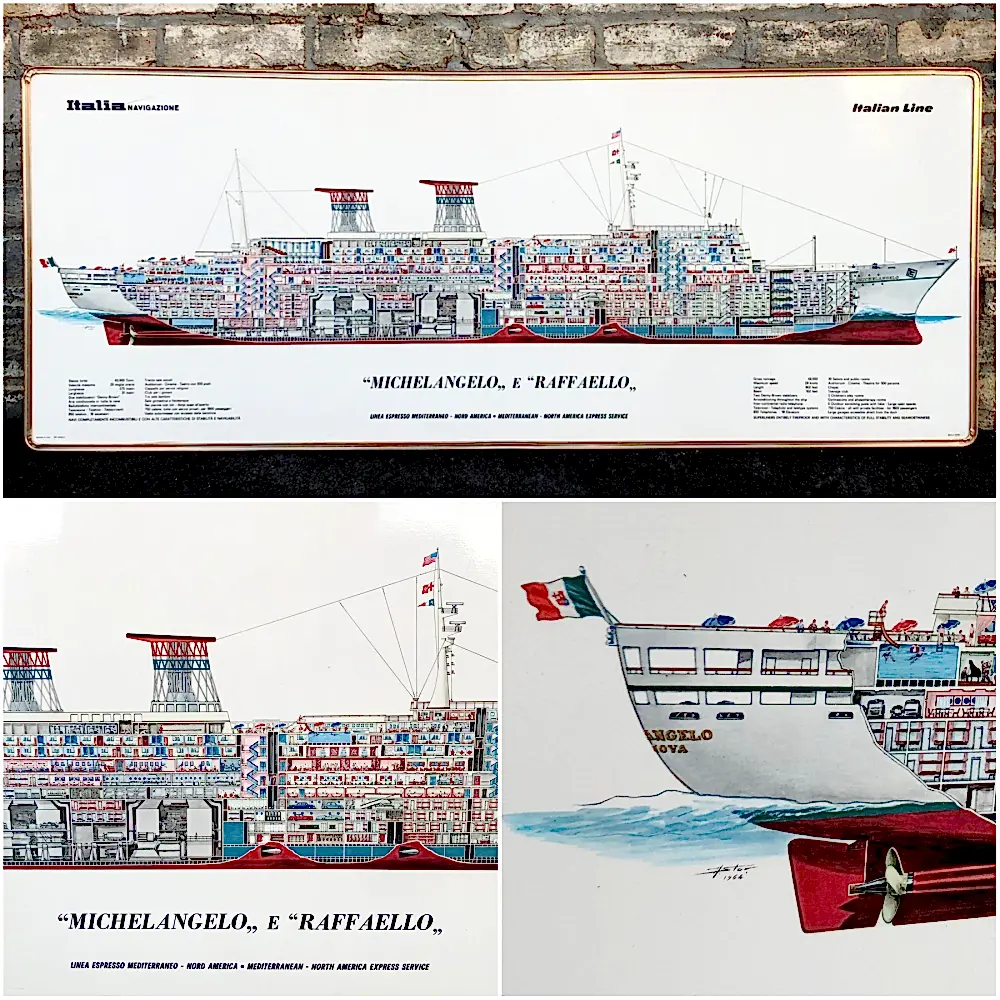 Michelangelo - Raffaello Italian luxury liner cutaway poster