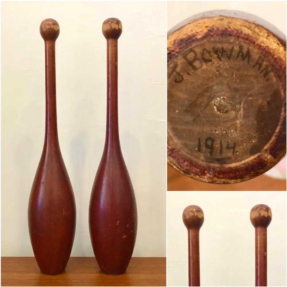 Antique Indian exercise clubs