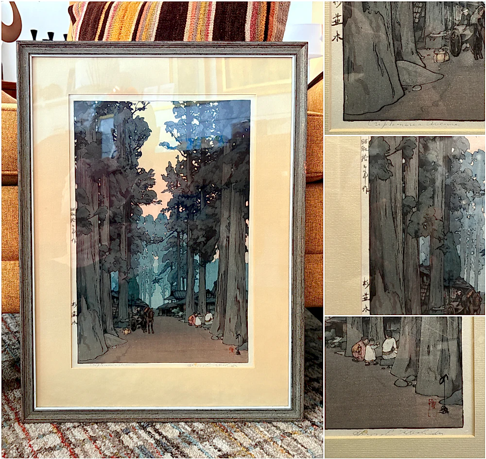 Cryptomeria Avenue wood block print by Hiroshi Yoshida