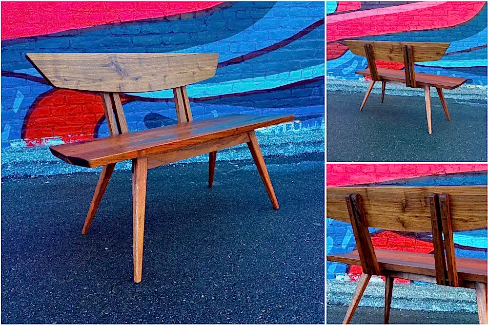 Mid-century style bench made in Minnesota
