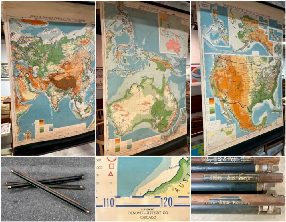 Vintage Denoyer-Geppert pull-down maps