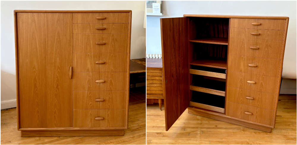 Dyrlund (Denmark) double upright teak chest