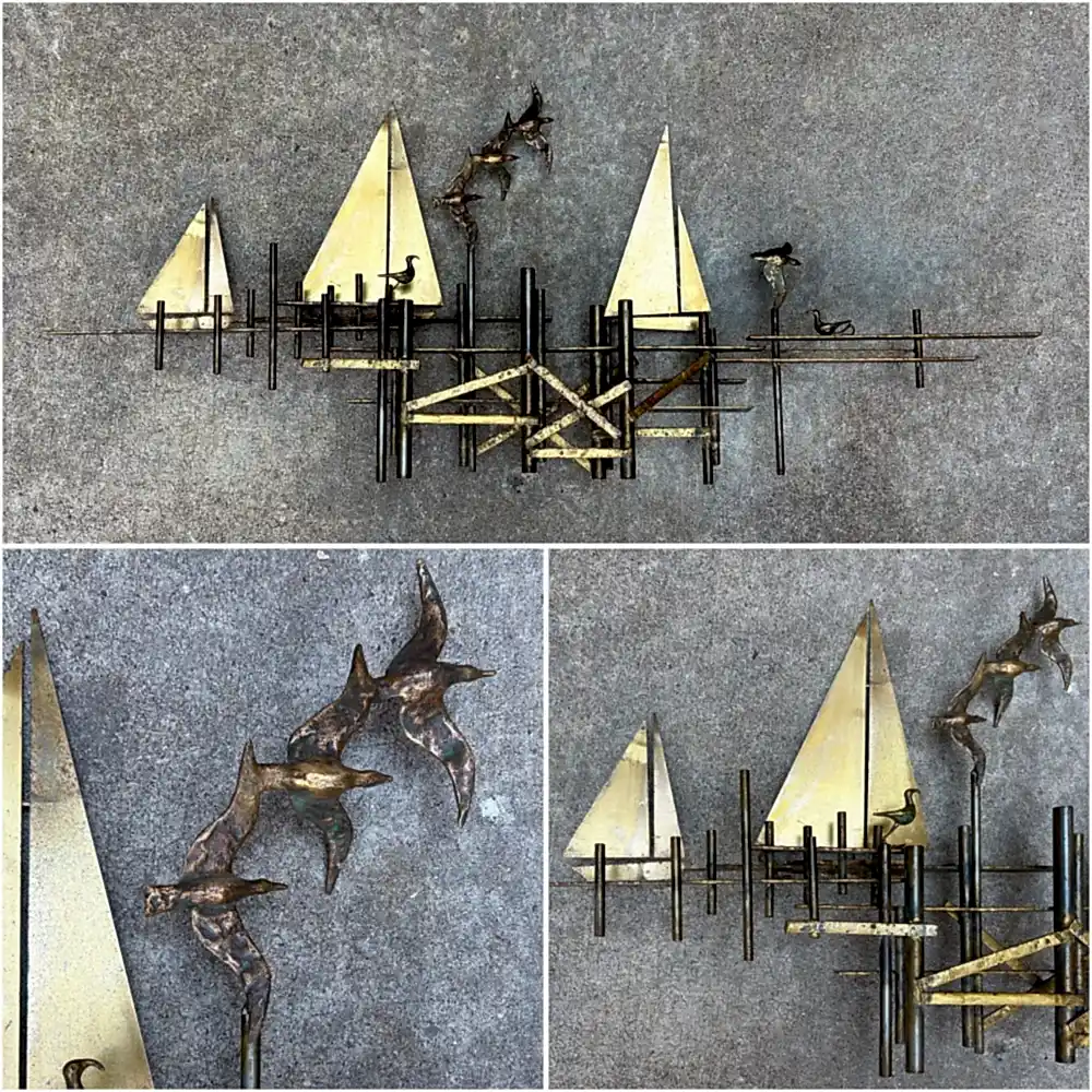 Curtis Jere wall art - sailboats and seabirds - 1970