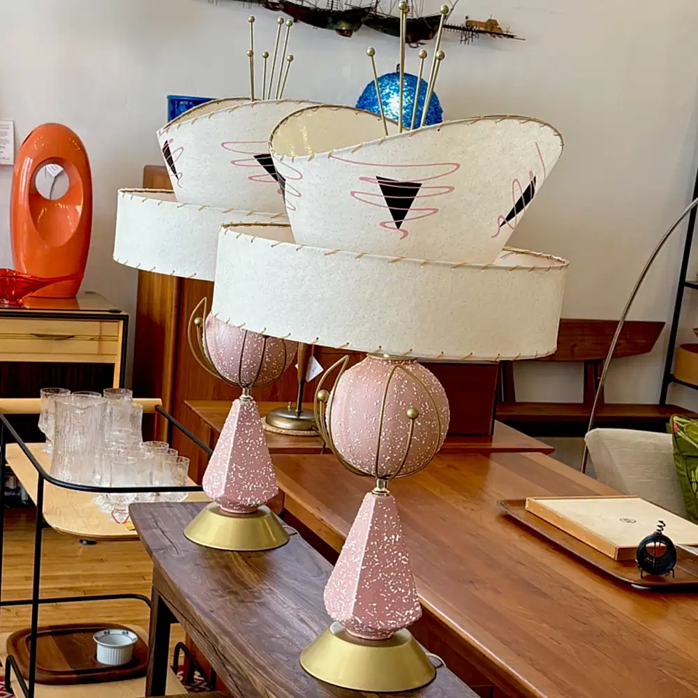 Googie style mid-century lamps