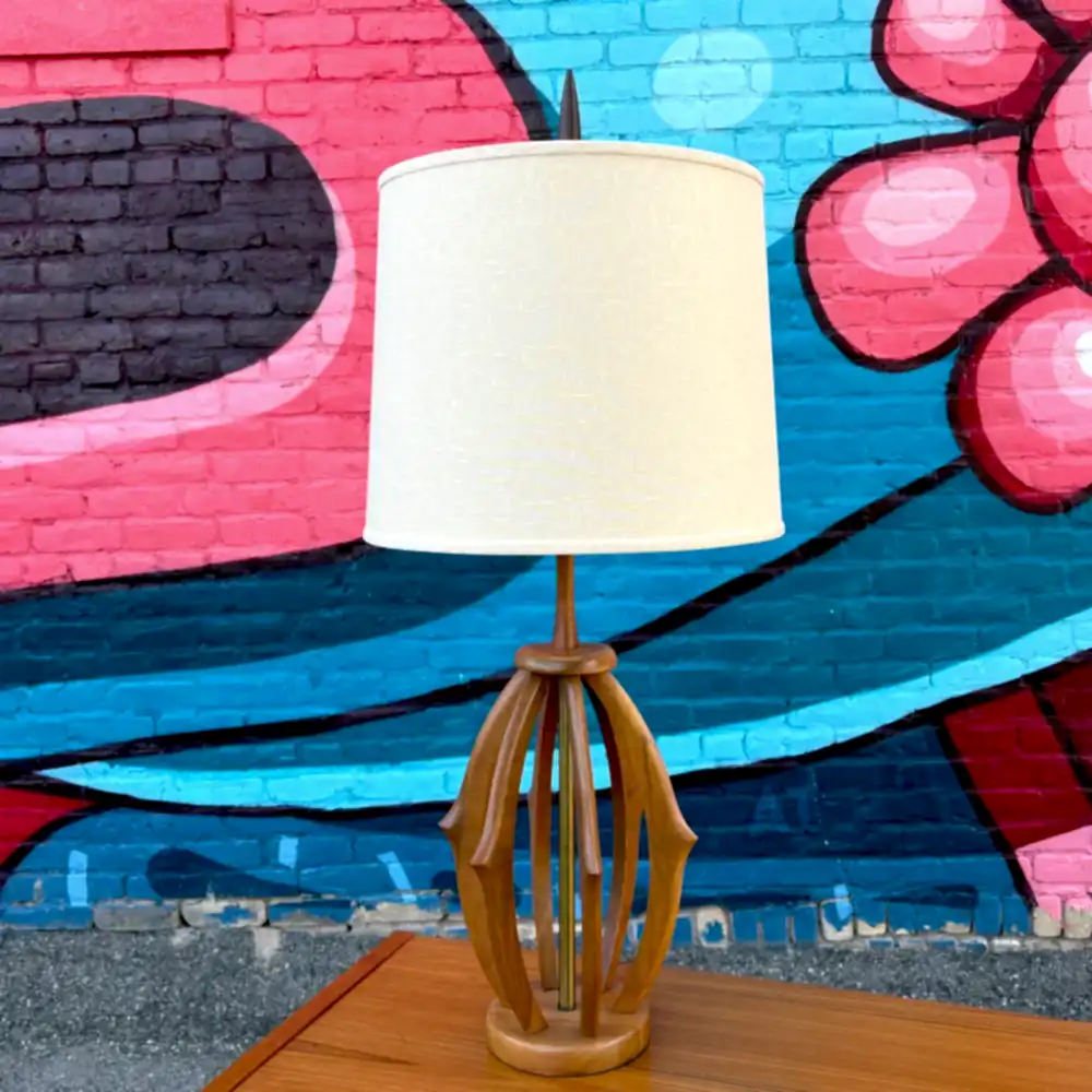 V.H. Woolums walnut cage lamp